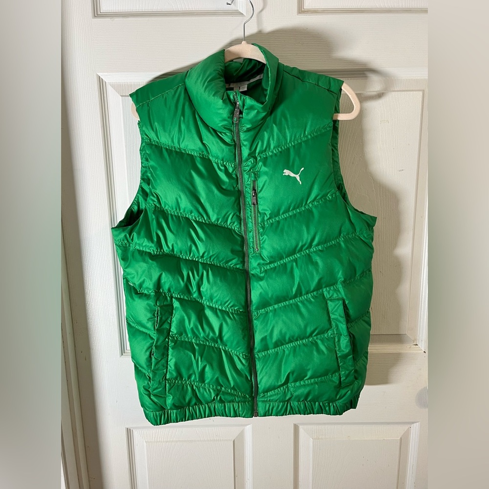 Puma Green Quilted Puffer Vest
